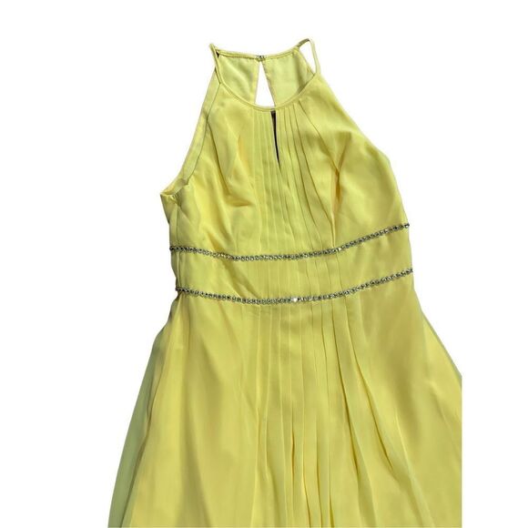 NEW Jenny Packham Lux Chiffon Halter Bridesmaid Gown with Beaded Trim Lemon Drop - Picture 10 of 12